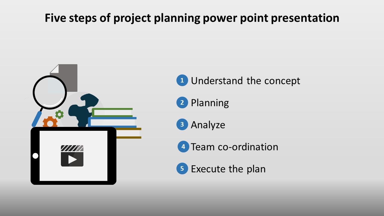 Get Project Management PowerPoint Template-Five Node
